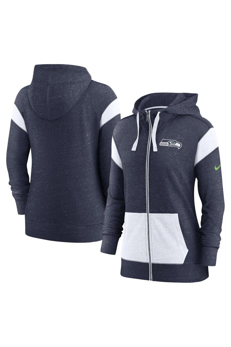 Women's Nike College Navy/White Seattle Seahawks Plus Size Monaco Full-Zip Lightweight Hoodie, Main, color, Navy