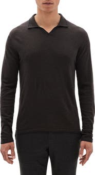 Robert Barakett Hollow Wood Johnny Collar Wool Polo Sweater