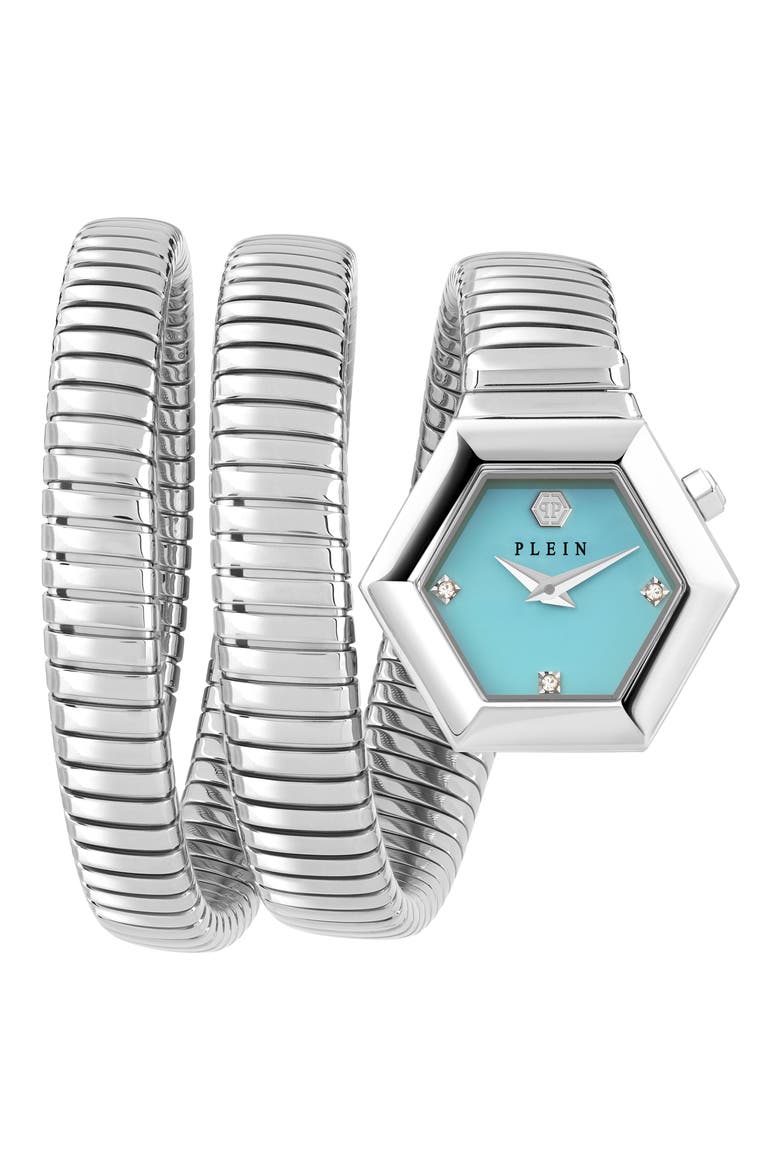 $nake Hexagon Crystal Bracelet Watch, 28mm, Main, color, STAINLESS STEEL