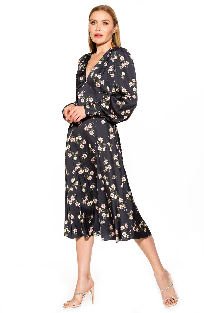 Alexia Admor Elysa Long Sleeve Satin Midi Dress, Alternate, color,