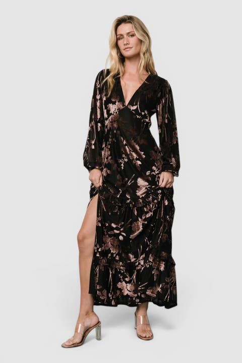 Liana Velvet Embossed Maxi Dress