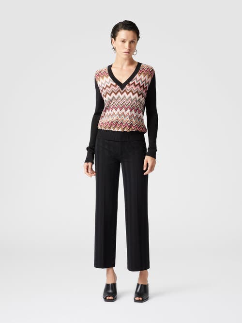 Missoni Viscose-blend Sweaters With Chevron Insert And V-neck In Black