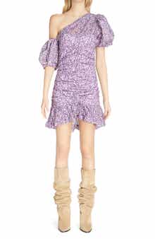 Isabel Marant Étoile Lecia Floral Print One-Shoulder Cotton Minidress