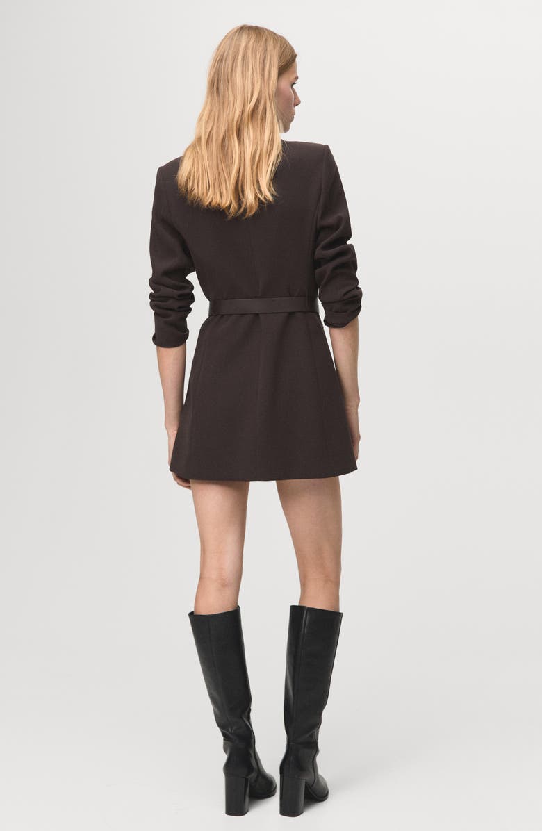 MANGO Loida Long Sleeve Double Breasted Coat Dress, Alternate, color, Chocolate