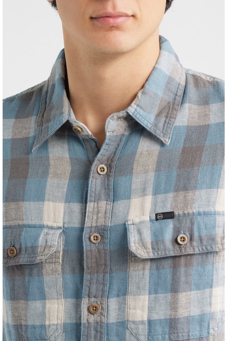 Curtis Check Linen & Cotton Button-Up Work Shirt, Alternate, color, BLUE MULTI