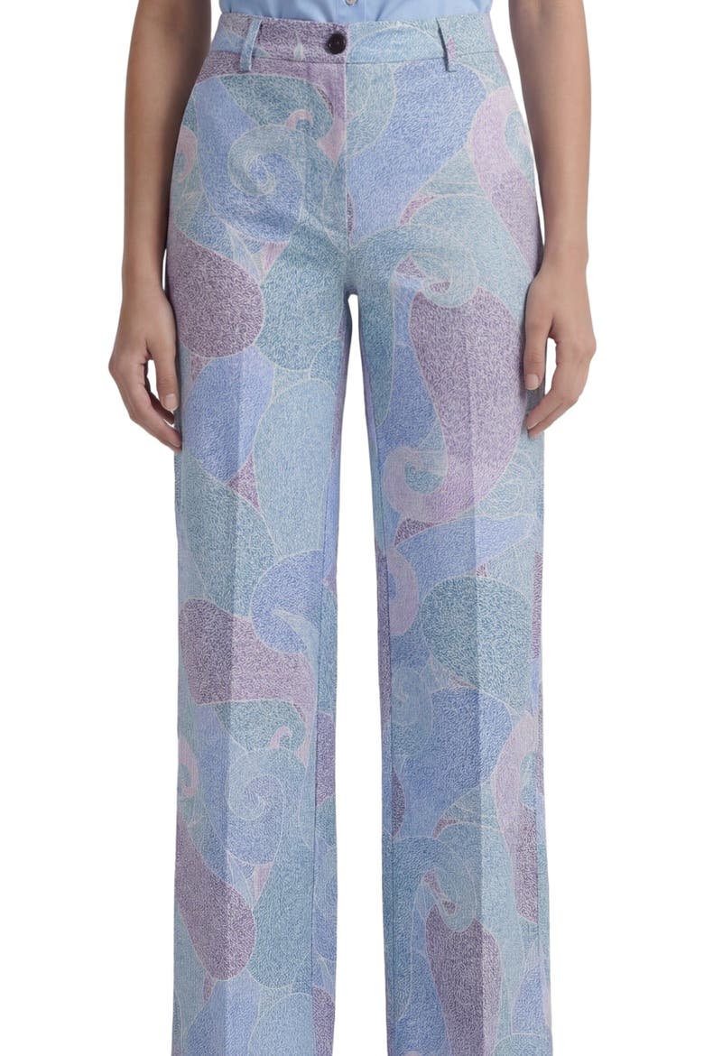 Grain Paisley Womens Wool Wide-leg Pant, Alternate, color, GRAIN PAISLEY TEAL