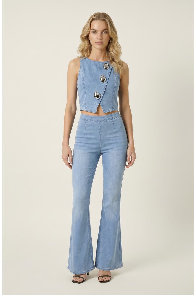 Denim Vest and Wide Leg Pants Set, Main, color, Blue