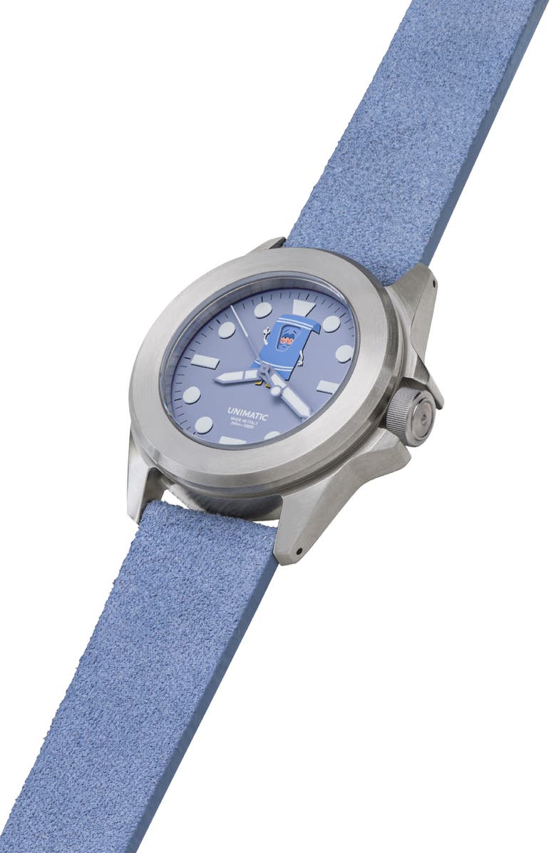 UNIMATIC x South Park Modello Quattro Towelie Toolwatch UT4 Silicone Strap Diving Watch, 49mm, Alternate, color, Lilac