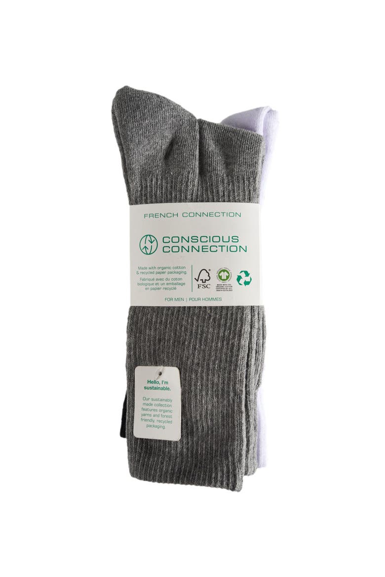 Organic Cotton Half Cushion Crew Sock 5-Pack, Alternate, color, Grey White Black