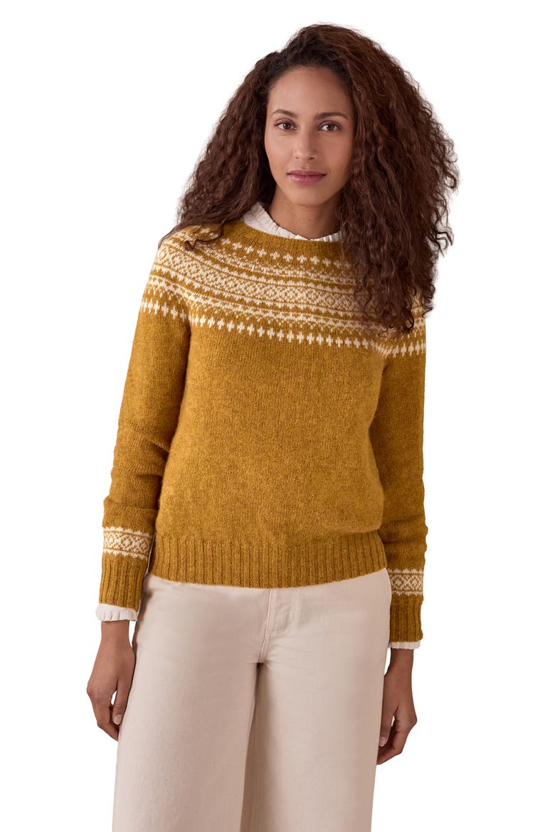 Highlands Two-toned Crew Neck Sweater, Main, color, Golden Yellow