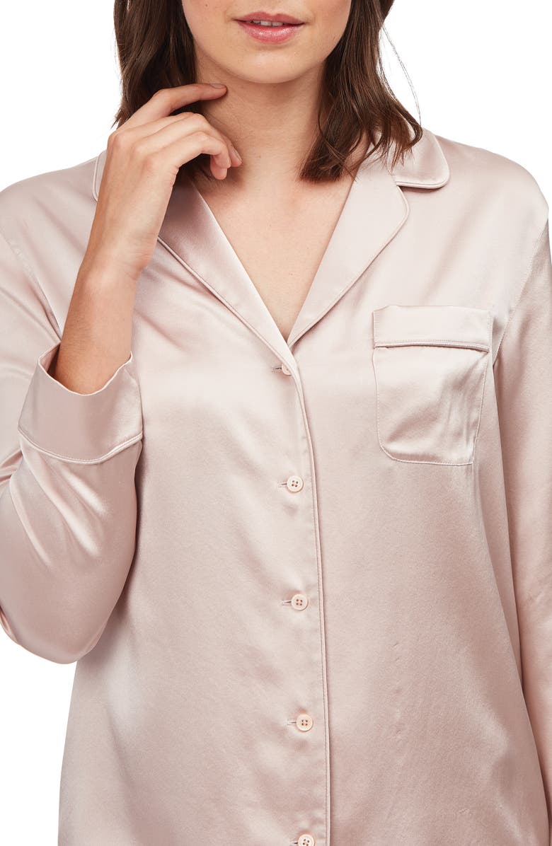 The White Company Piped Silk Pajamas, Alternate, color, 