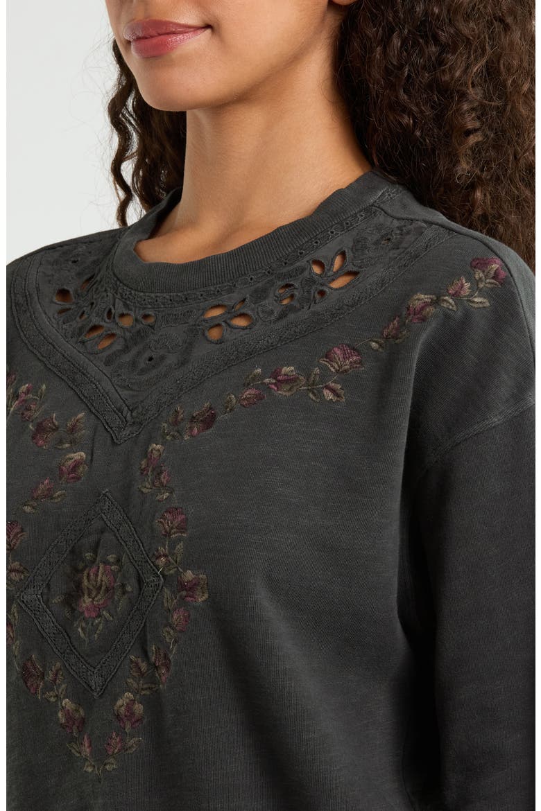 Embroidered Sweatshirt, Alternate, color, RAVEN