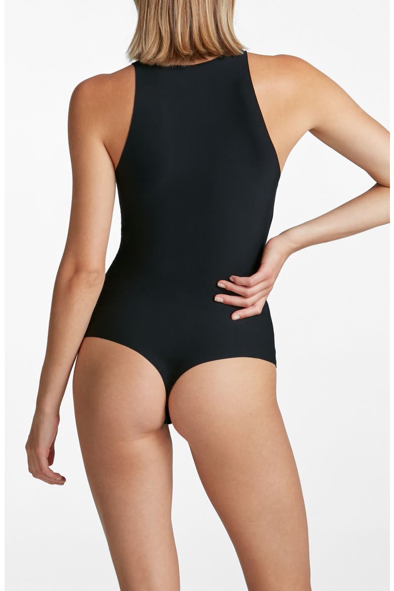Butter Crewneck Tank Thong Bodysuit, Alternate, color, BLACK
