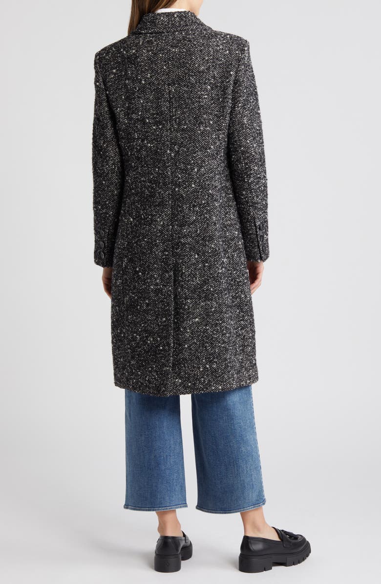 Sam Edelman Reefer Double Breasted Herringbone Tweed Coat, Alternate, color,