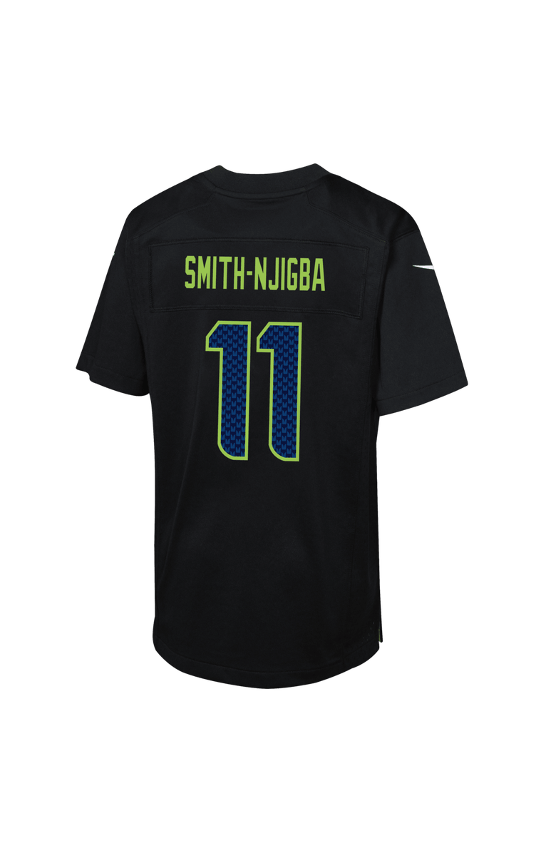 Nike Youth Nike Jaxon Smith-Njigba Black Seattle Seahawks Super Bowl LX Patch Carbon Fashion Game Jersey, Alternate, color, Black