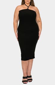 L I V D Sienna Halter Rib Midi Dress