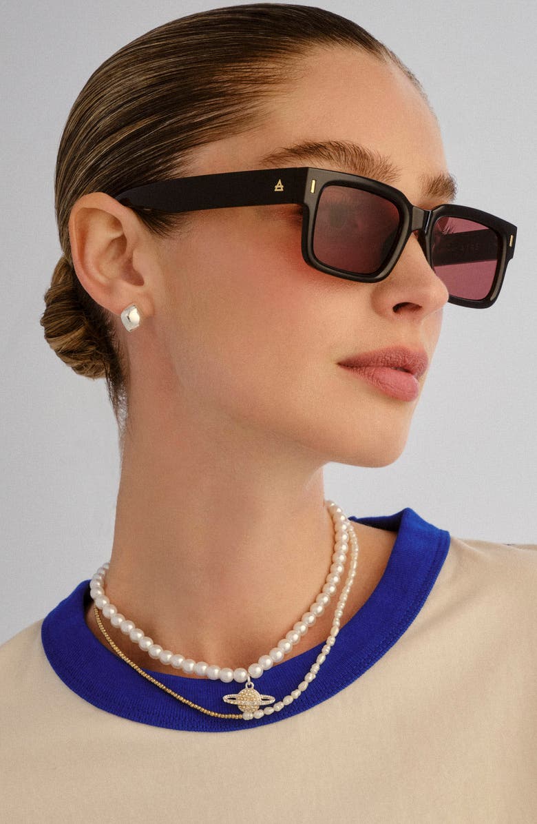 AIRE Castor 51mm D-Frame Sunglasses, Alternate, color, Black / Rust Mono