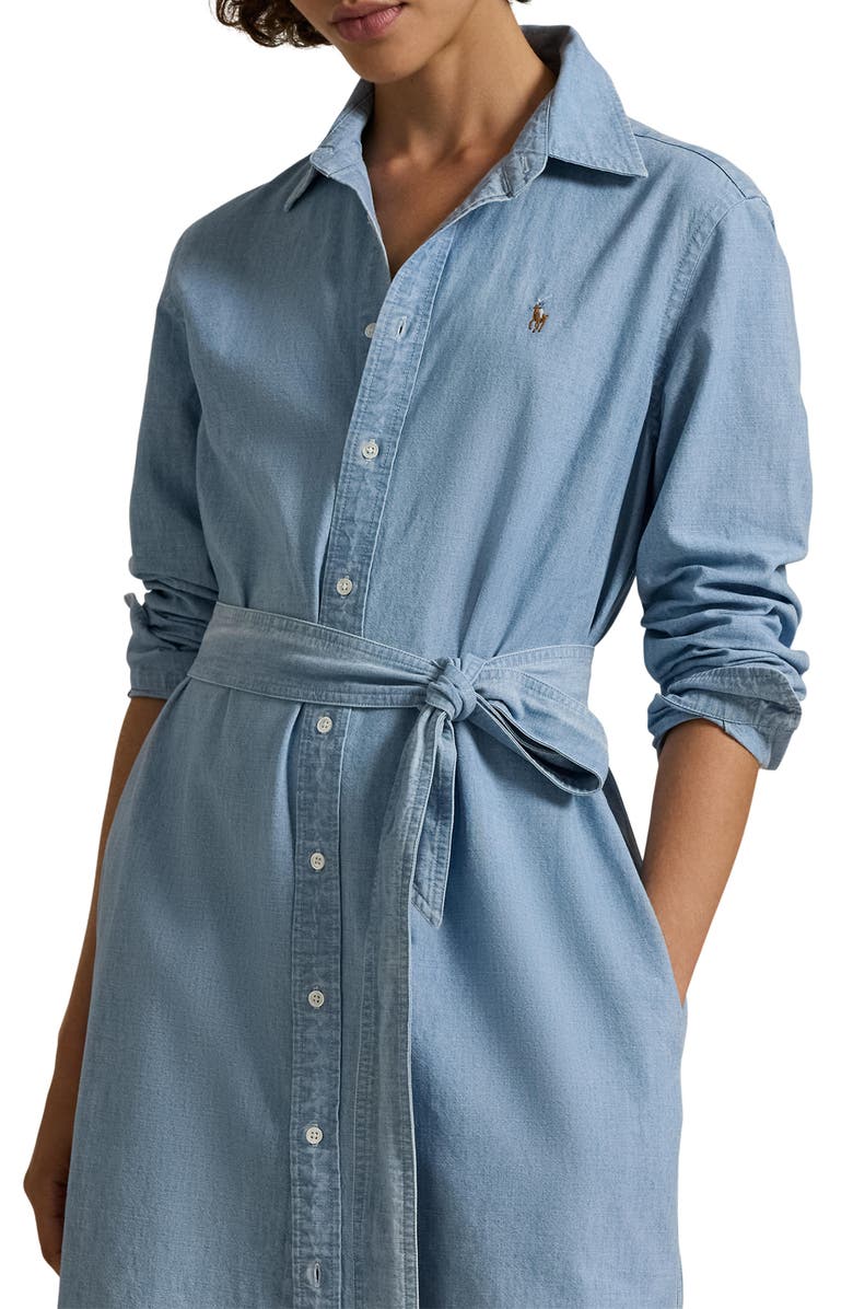 Polo Ralph Lauren Belted Chambray Midi Dress, Alternate, color,