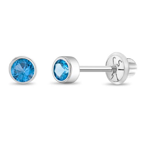 14k Bezel Cubic Zirconia Earrings