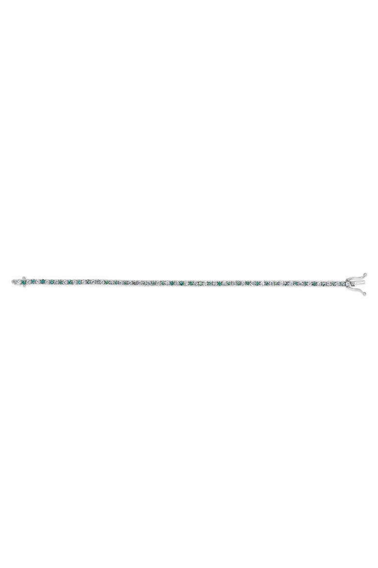 14K White Gold 4.0 Cttw White and Blue Lab Grown Diamond Tennis Bracelet, Alternate, color, White