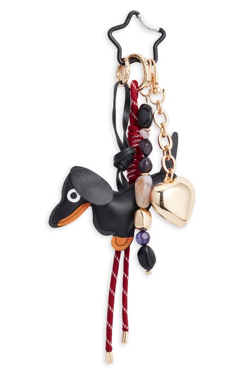Dog 
Heart Beaded Faux Leather Bag Charm