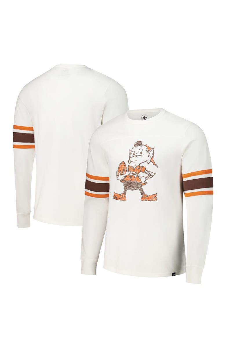 '47 Men's '47 White Cleveland Browns Gridiron Throwback Premier Brex Long Sleeve T-Shirt, Alternate, color, White