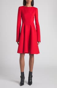 McQueen Long Sleeve Wool & Silk Blend Dress