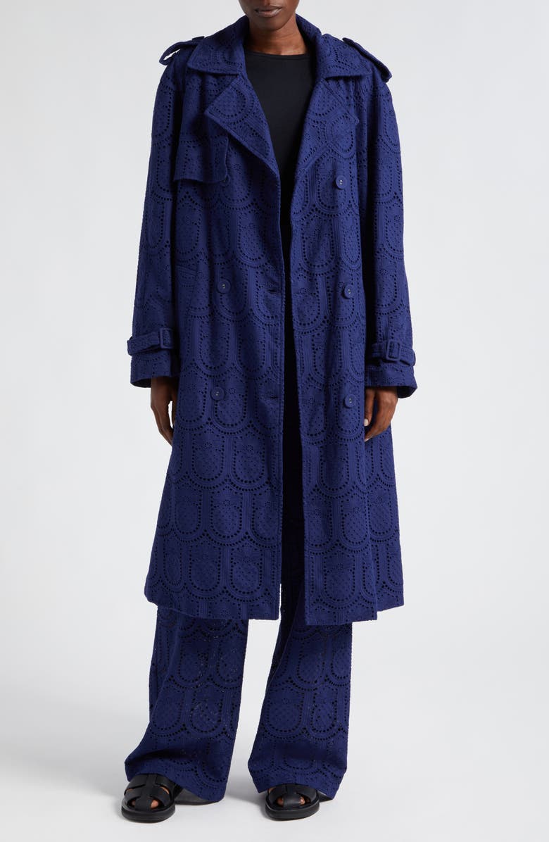 FARM Rio Pineapple Eyelet High Waist Wide Leg Pants, Alternate, color, 