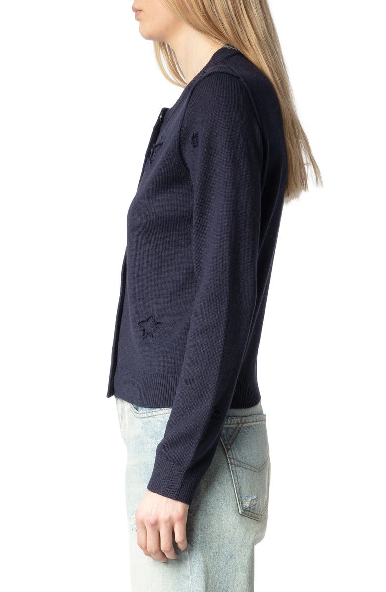 Zadig & Voltaire Alpha Star Intarsia Silk & Cashmere Cardigan, Alternate, color, 