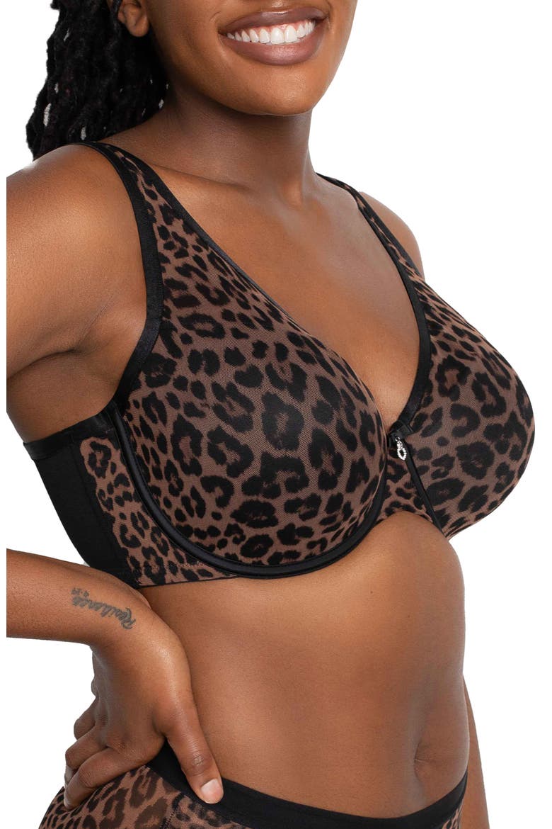 Sheer Mesh Plunge T-Shirt Bra, Alternate, color, DESIGNER LEOPARD