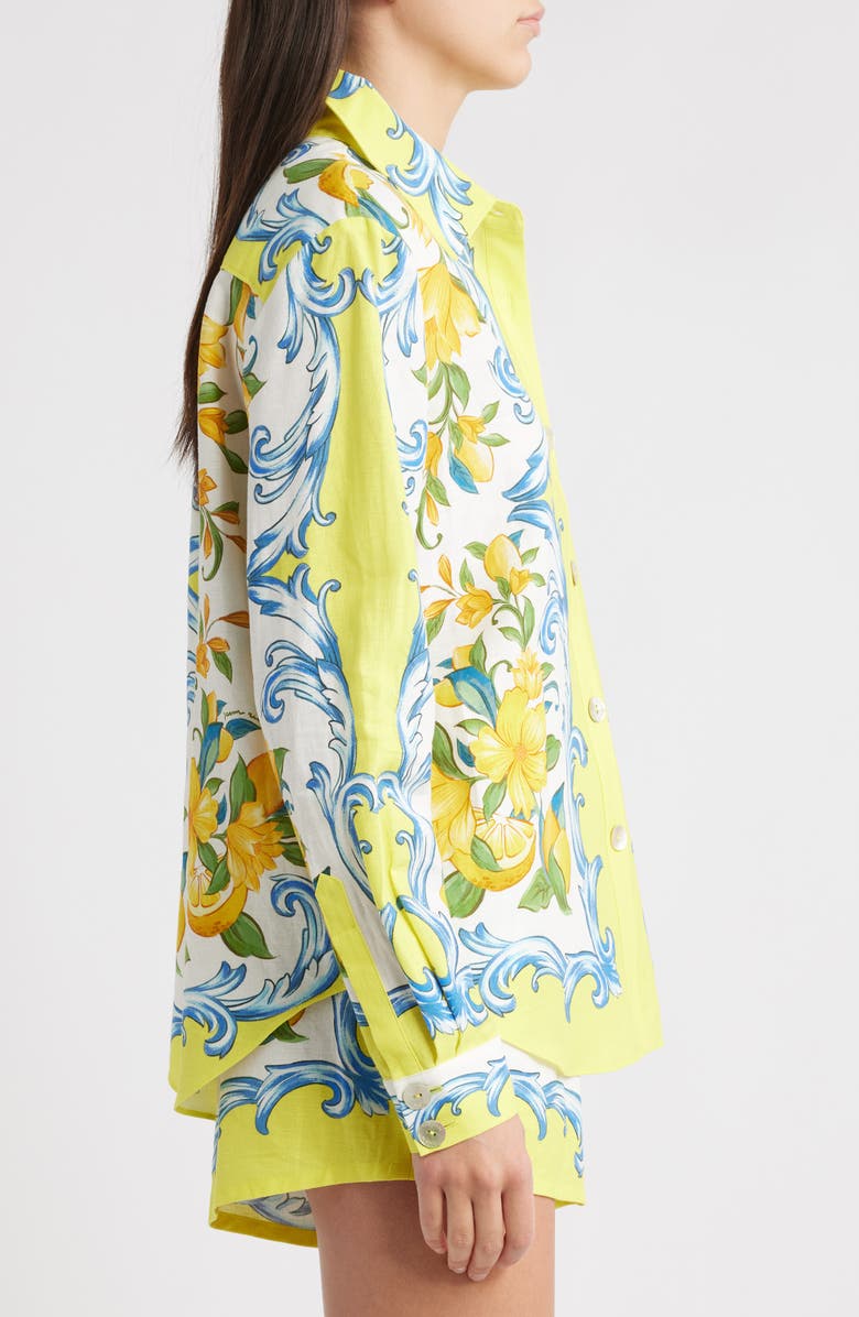 FARM Rio Sicily Scarf Linen Blend Button-Up Shirt, Alternate, color, Off-White