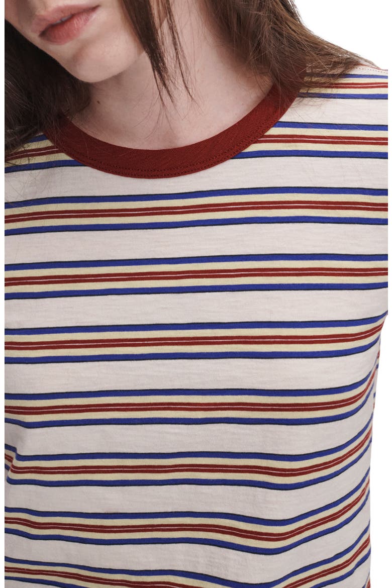The Slub Stripe Cotton T-Shirt, Alternate, color, IVORY RED MULTI