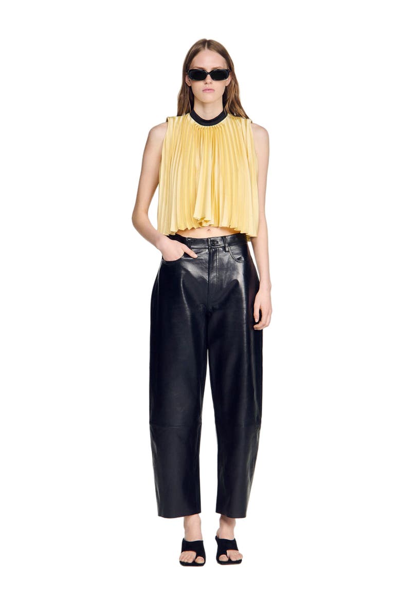 Pleated tie-back top, Alternate, color, Straw