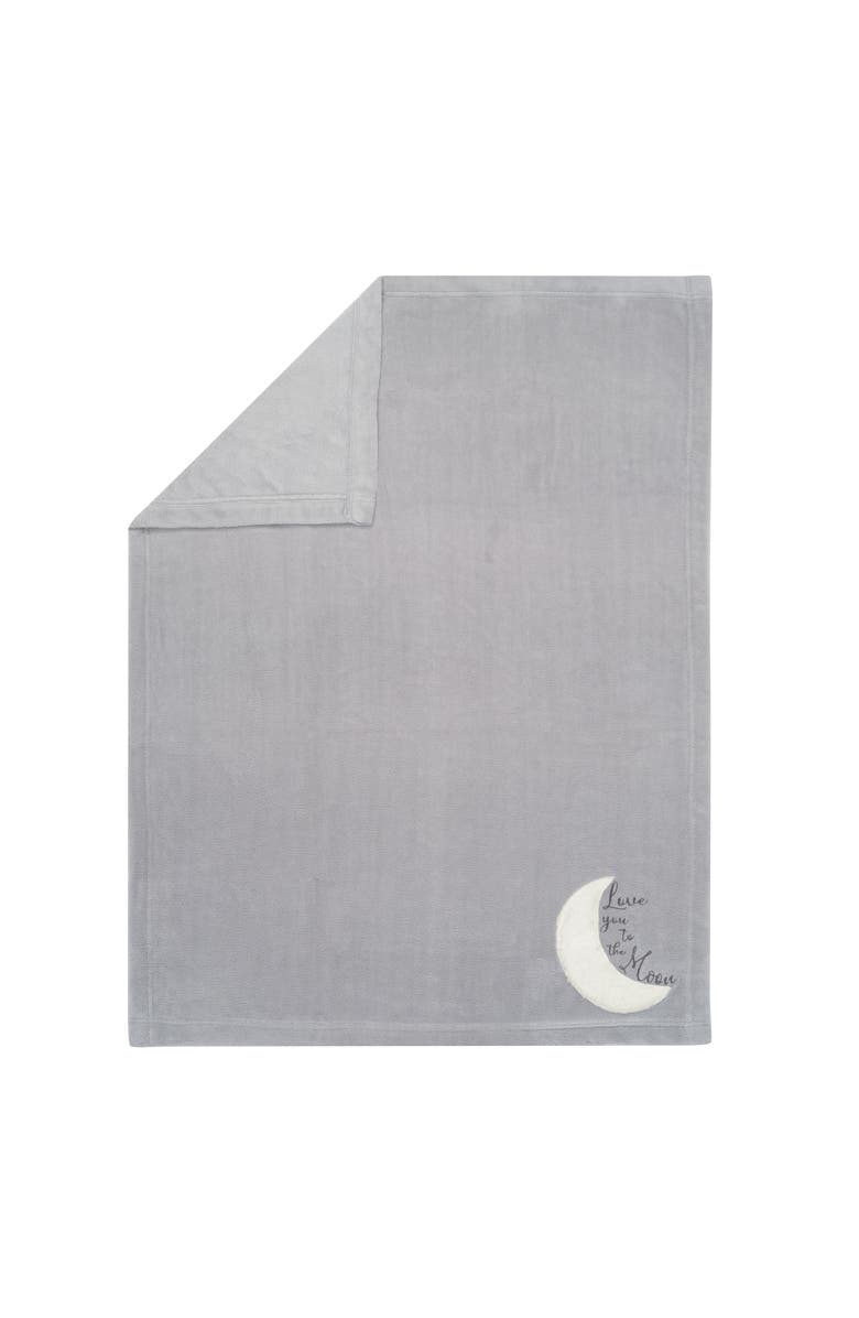 Lambs & Ivy Goodnight Moon Appliqued and Embroidered Fleece Baby Blanket, Alternate, color, Gray