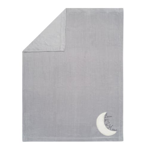 Lambs & Ivy Goodnight Moon Appliqued And Embroidered Fleece Baby Blanket In Gray