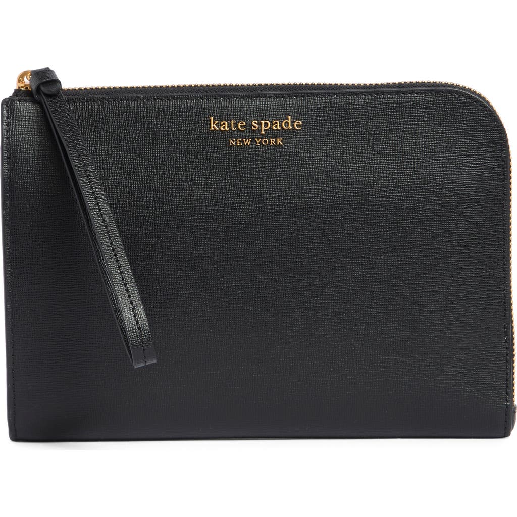 Kate Spade New York Moragn Saffiano Leather Zip Pouch In Black
