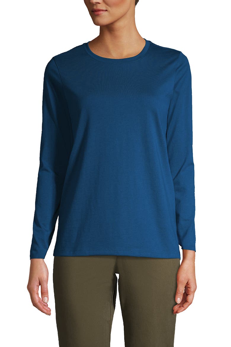 Relaxed Supima Cotton Long Sleeve Crew Neck T-Shirt, Main, color, Baltic Teal