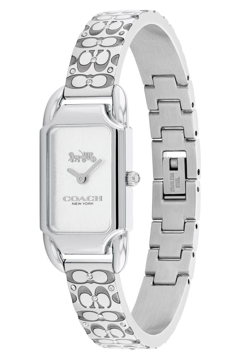 Cadie Crystal Rectangular Bracelet Watch, 17.5mm x 28.5mm, Alternate, color, SILVER WHITE