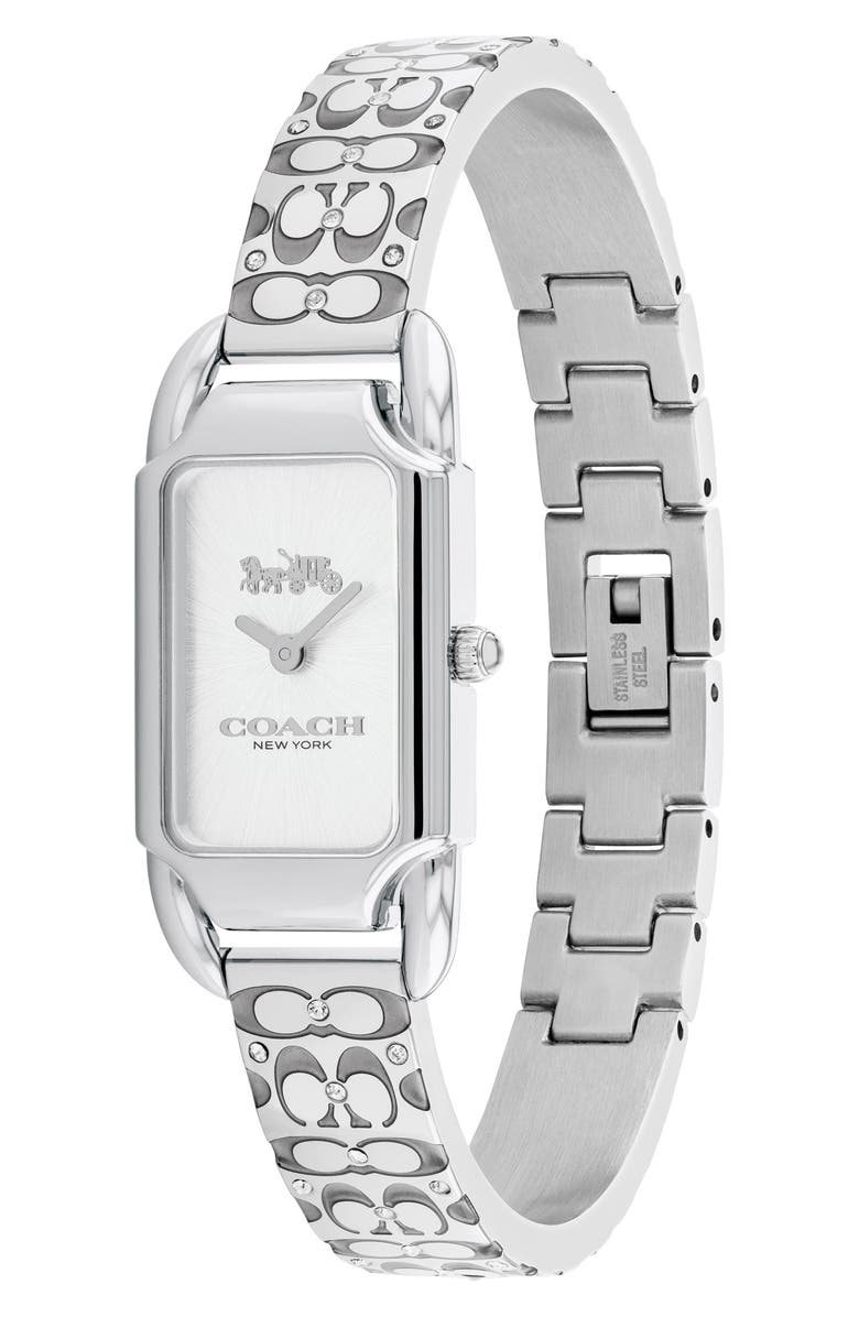 COACH Cadie Rectangular Bracelet Watch, 17.5mm x 28.5mm, Alternate, color, Silver White