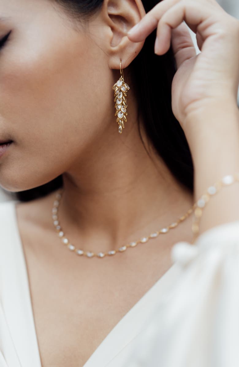 Freya Rose Oval Crystal Framed Bracelet, Alternate, color, Gold