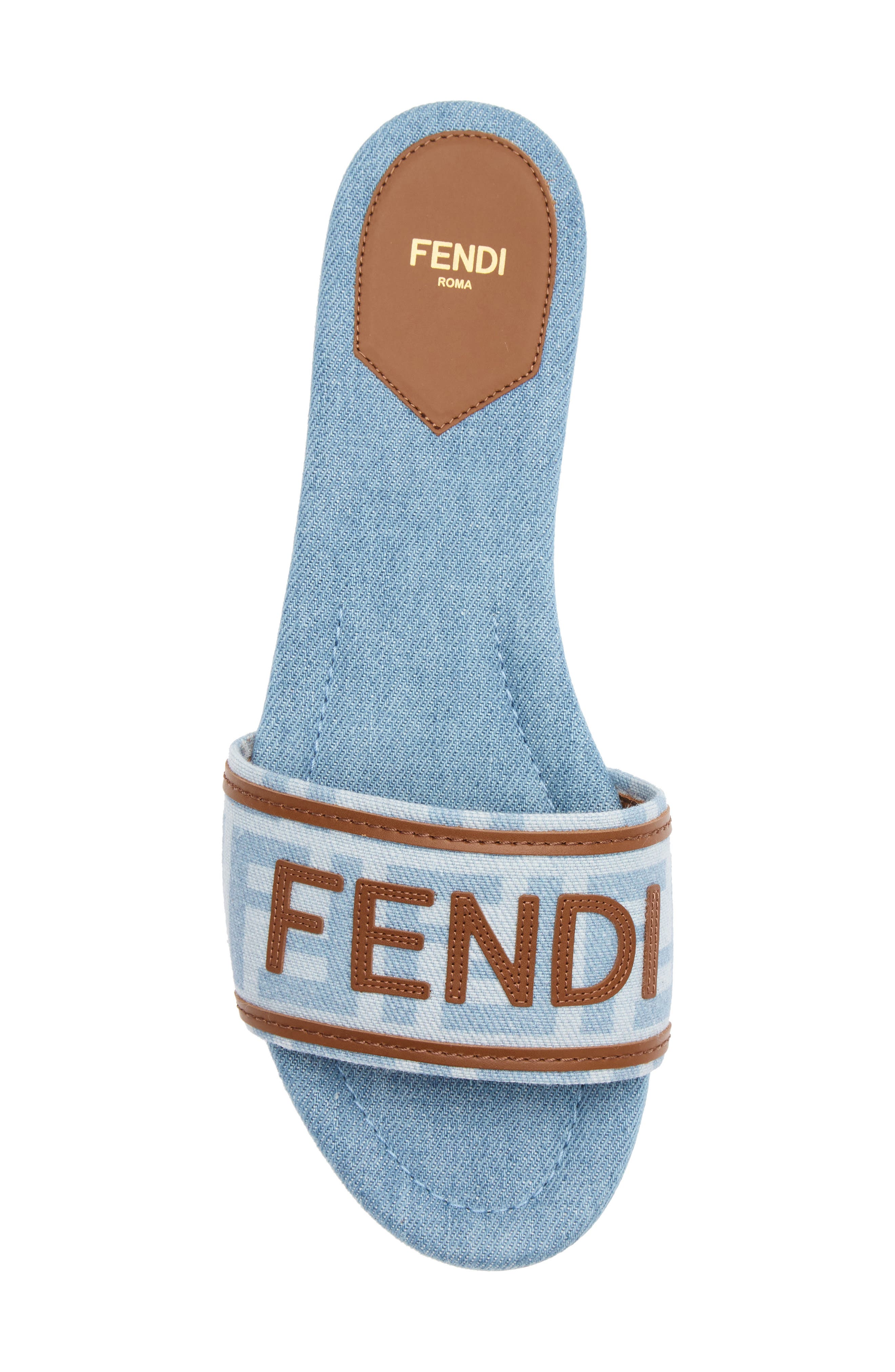 Flat Denim Logo Slide Sandal, Alternate, color, F1XIA DENIM CIELO