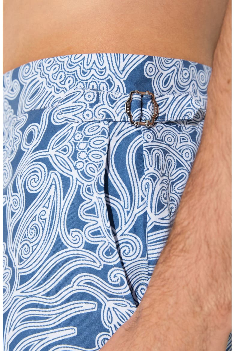 Fallow Floral Side Adjuster Swim Trunks, Alternate, color, AIRFORCE BLUE