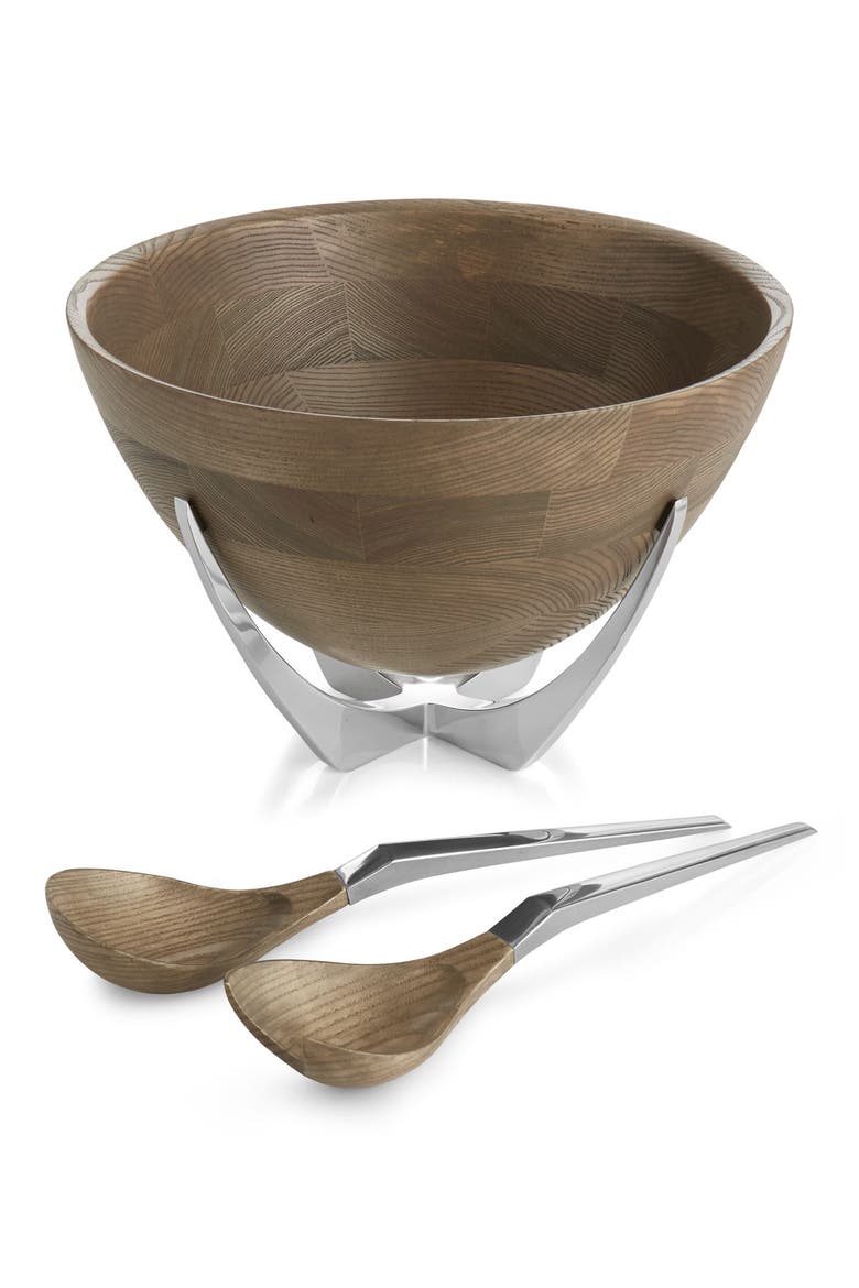 Cabo Salad Bowl & Servers Set, Main, color, BROWN
