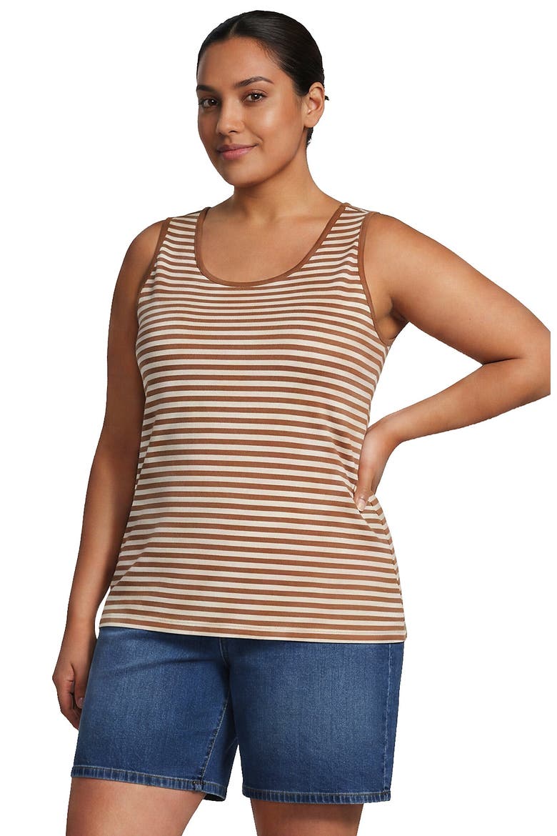 Cotton Tank Top, Main, color, Rich Ginger/Ivory Stripe