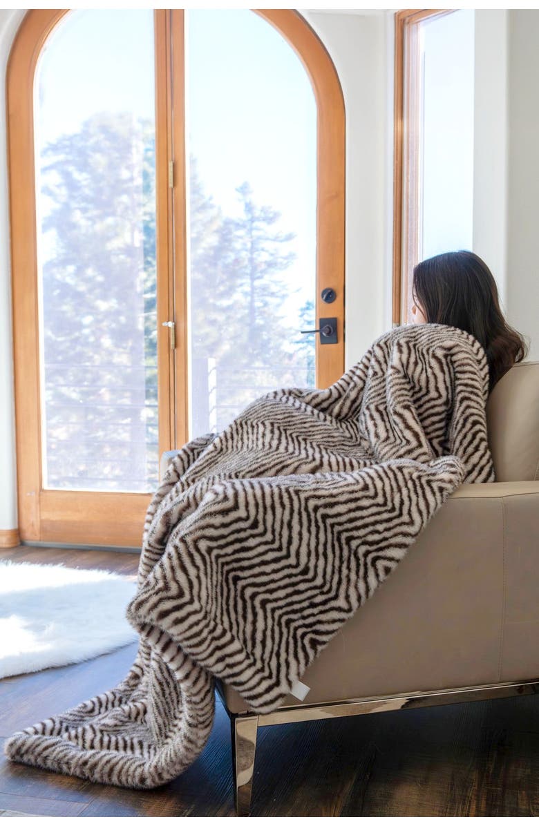 Sea To Me Blankets San Diego Safari Plush Faux Fur Throw Blanket, Alternate, color, Zebra