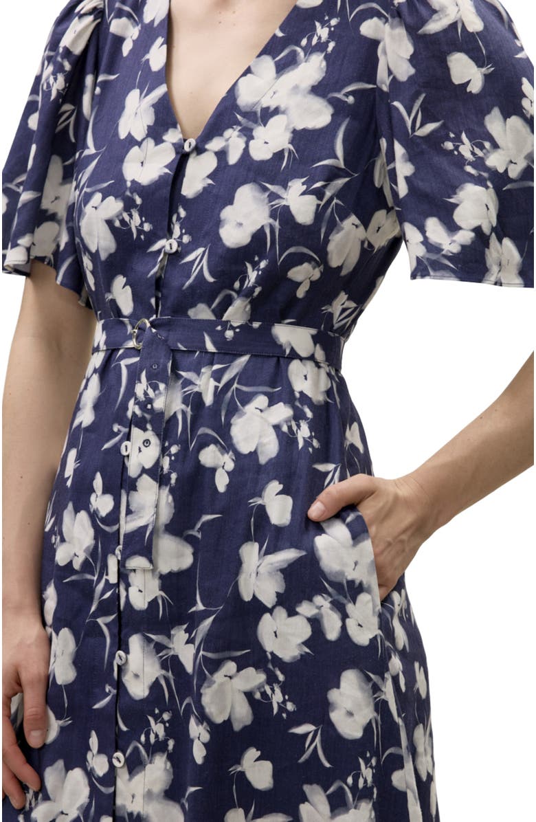 Rebecca Taylor Bea Linen Maxi Dress, Alternate, color, Navy Combo
