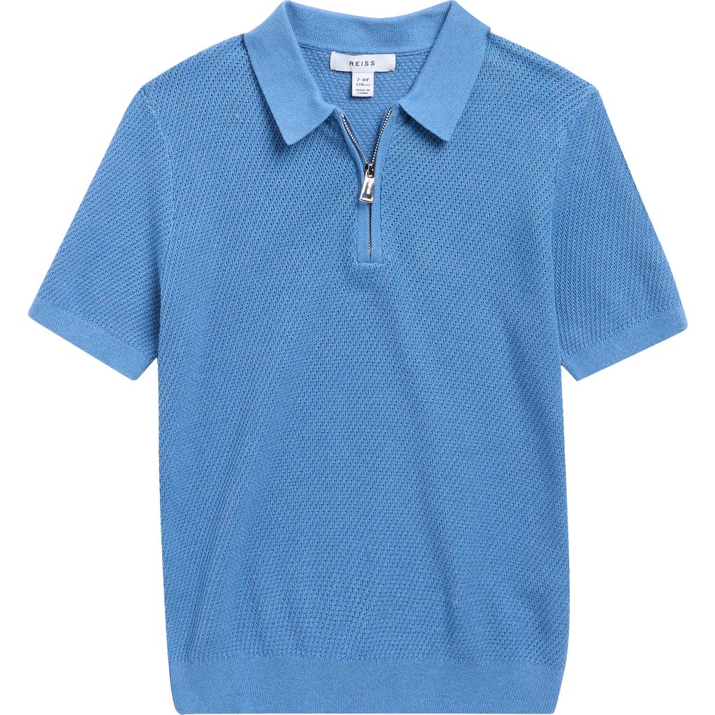 Reiss Kids' Ivor Zip Polo Sweater In Blue