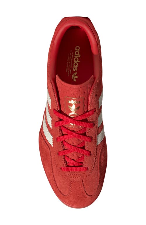 Shop Adidas Originals Adidas Gazelle Stack Platform Sneaker In Red/cream White/gold Met.