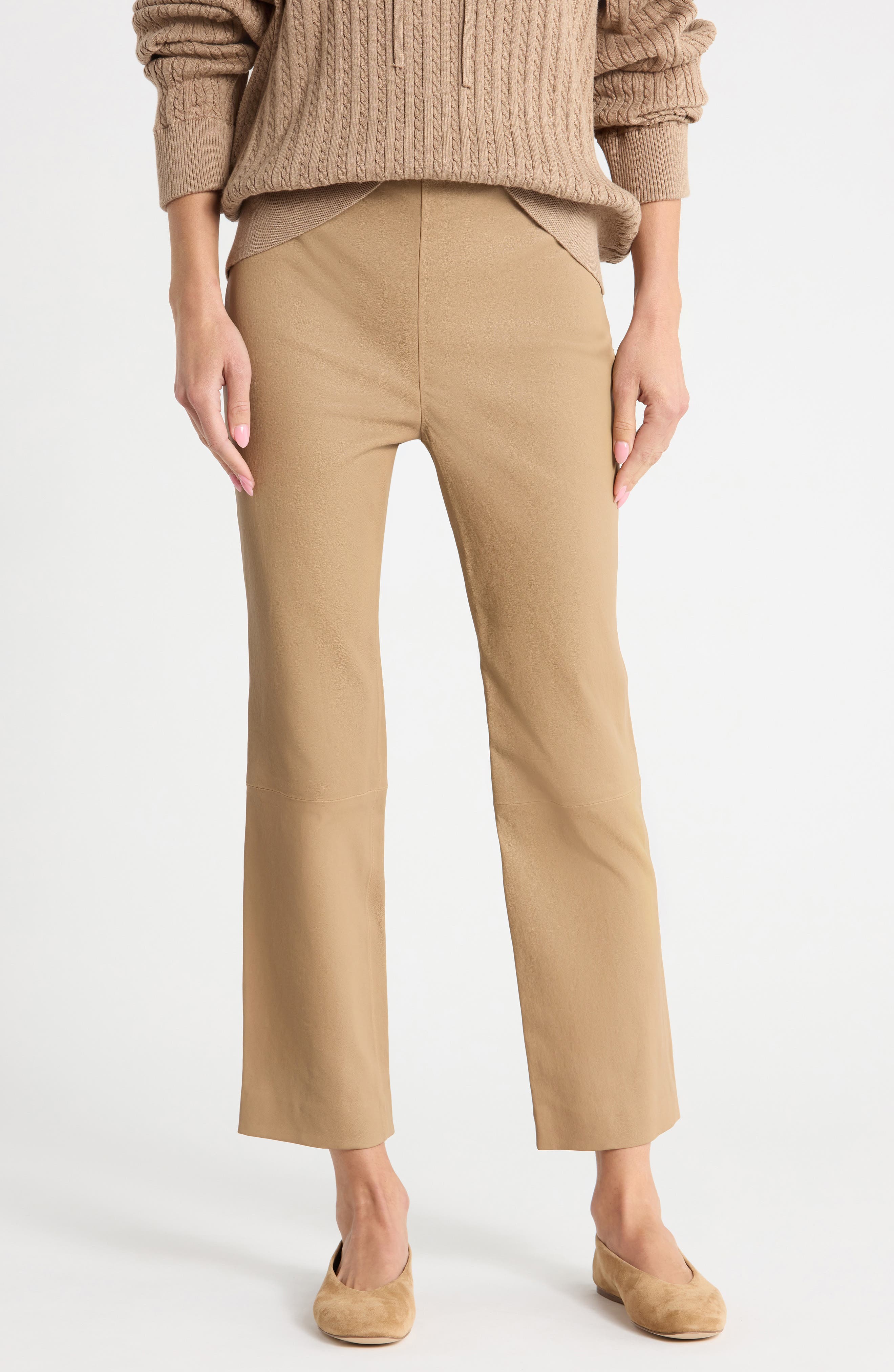 Veda Stretch Leather Cropped Pants