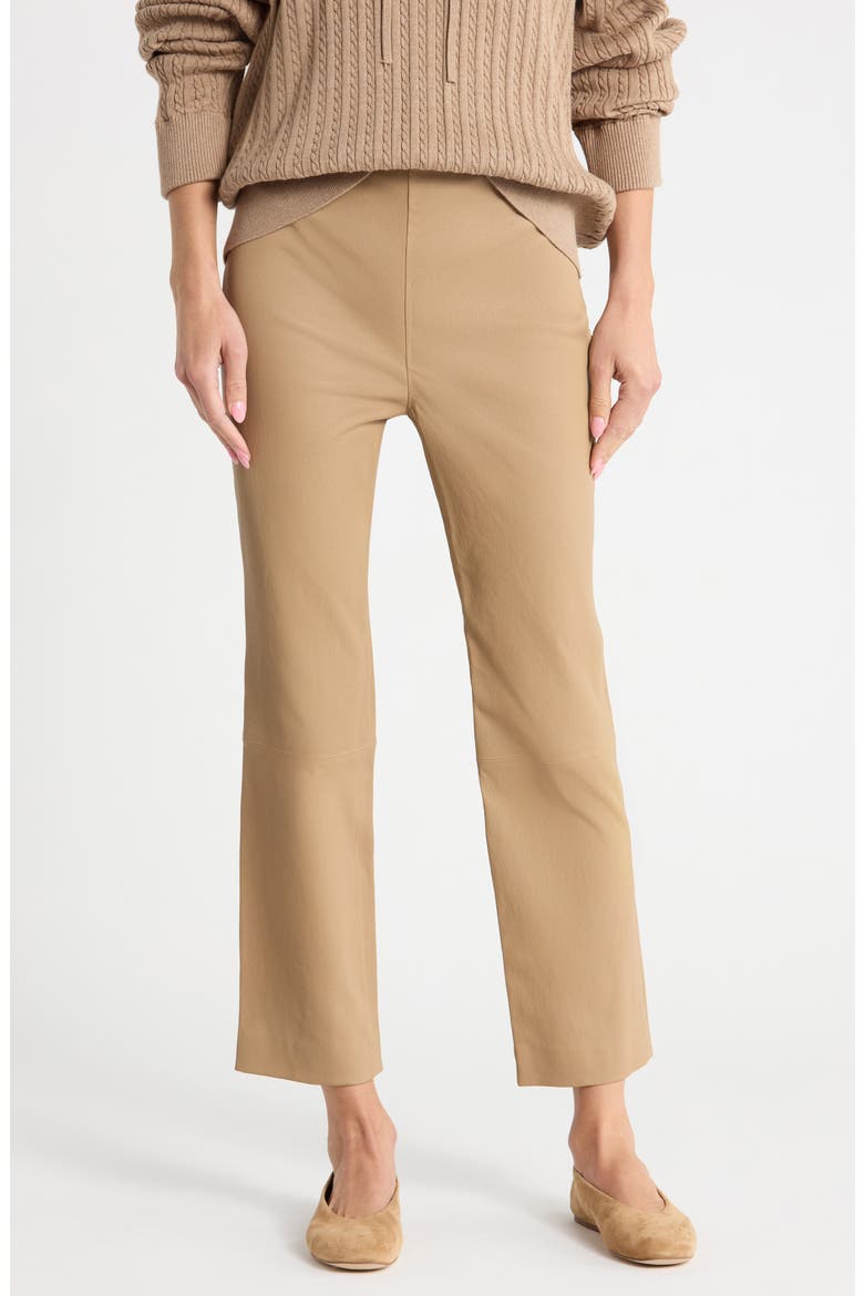 Veda Stretch Leather Cropped Pants, Main, color, TAUPE